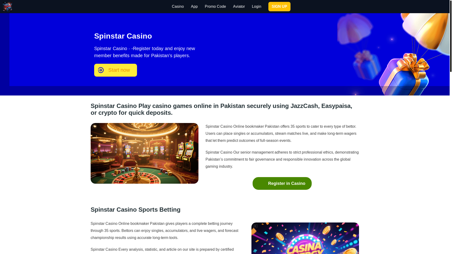 website screenshot of https://spinstarcasinoz.com/