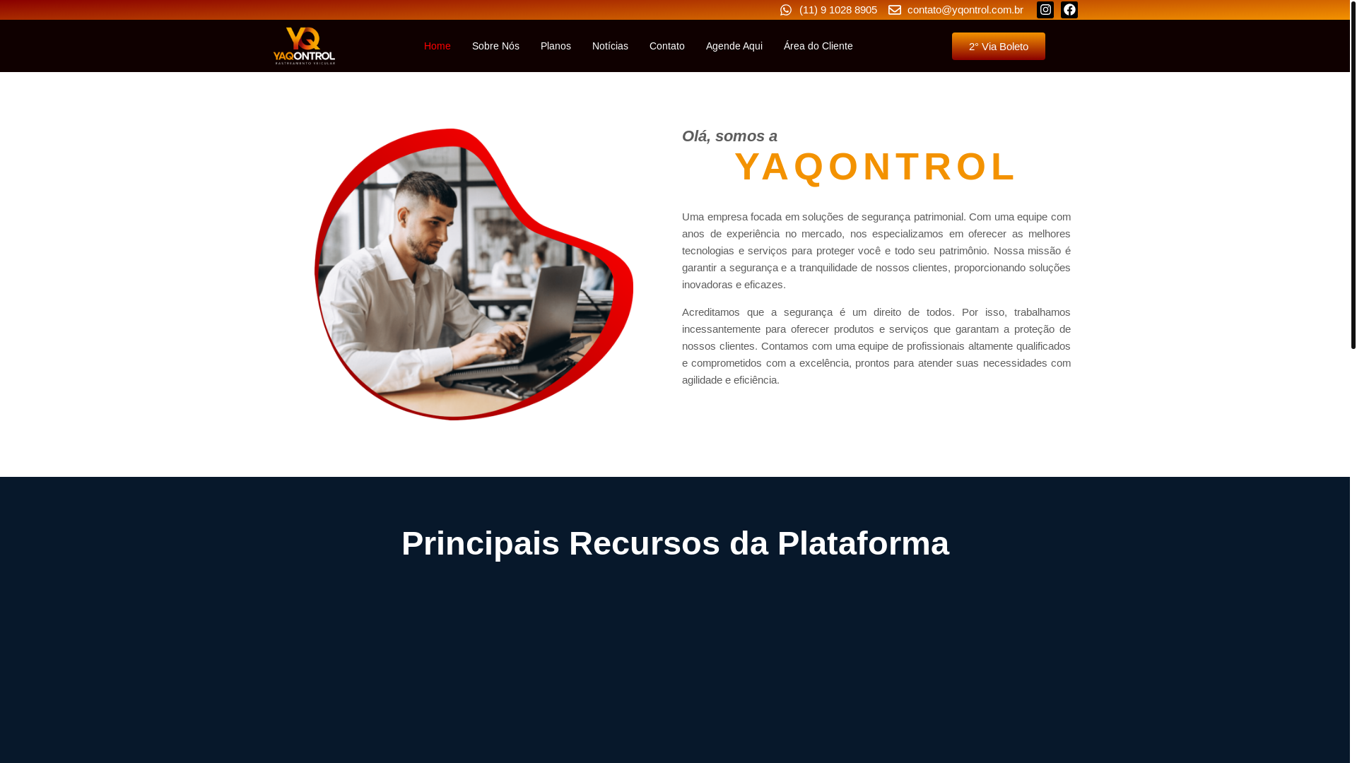 website screenshot of https://yaqontrol.com.br/