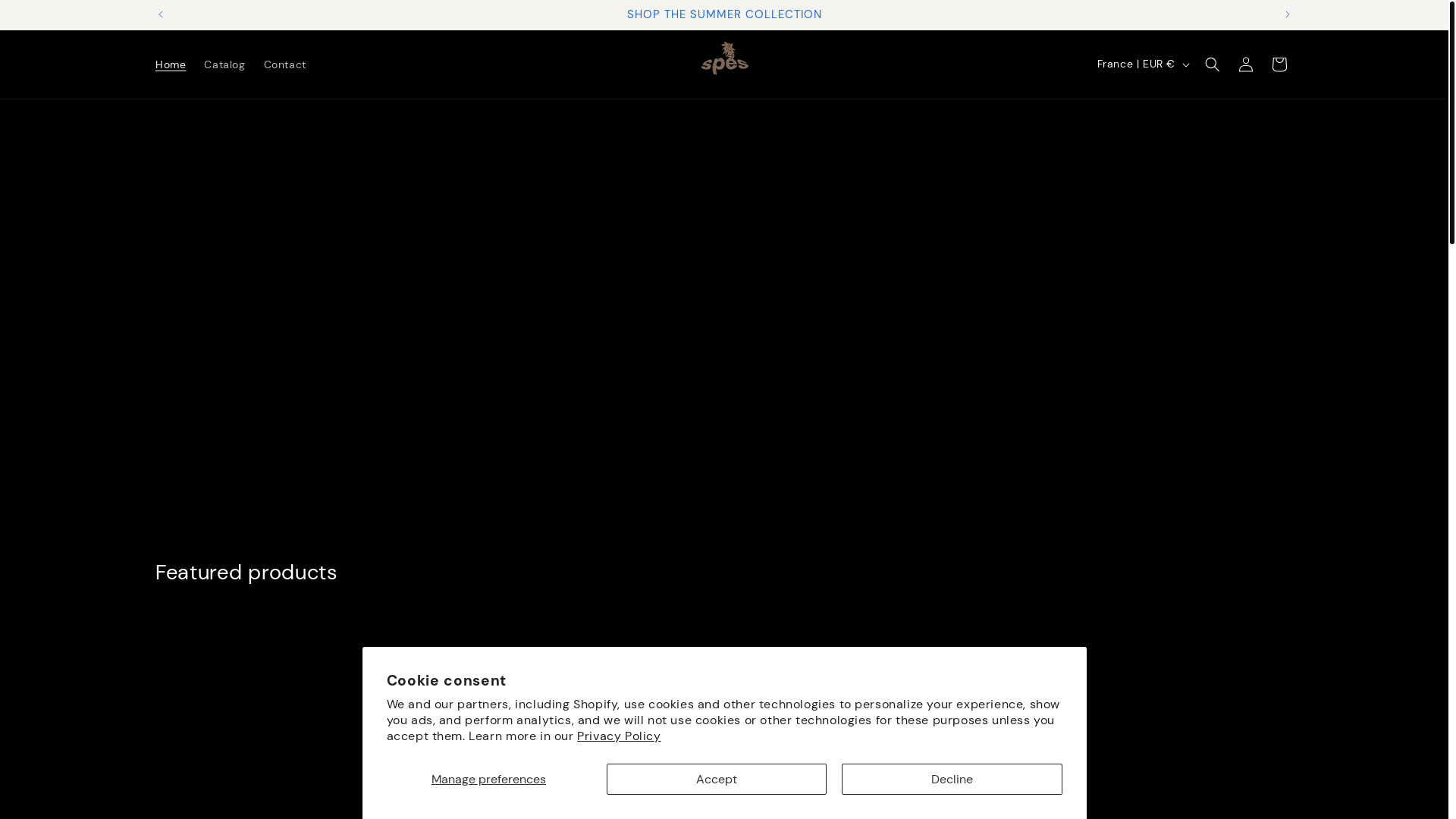 website screenshot of https://spesclothing.shop/