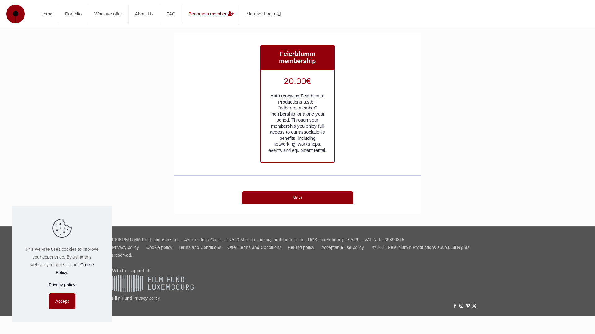 website screenshot of https://members.feierblumm.com/register