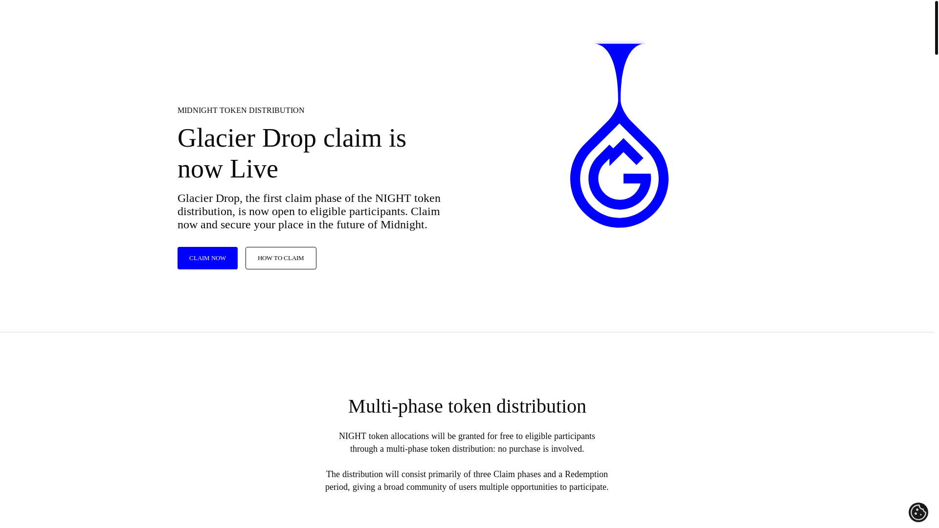 website screenshot of https://midnightnetwork.claims/