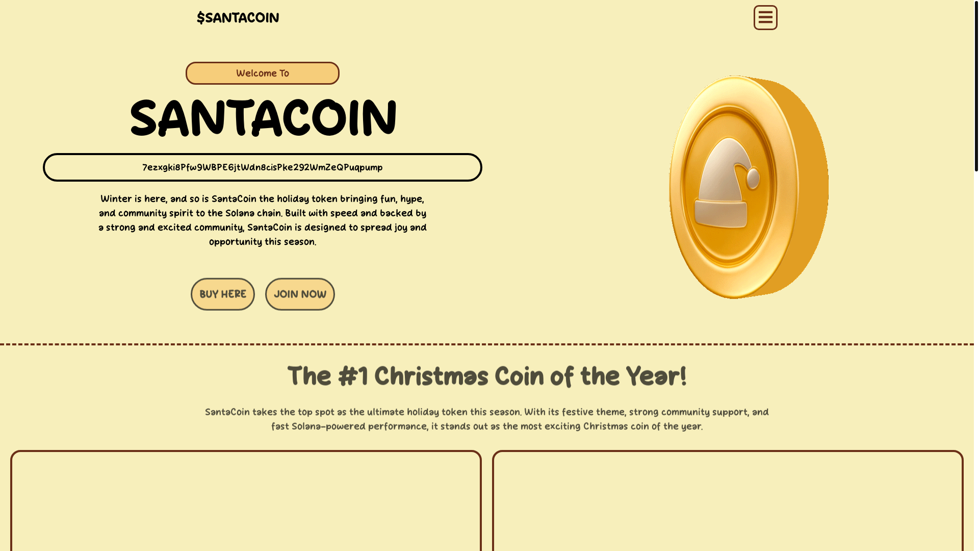 website screenshot of https://santa-coin.xyz/
