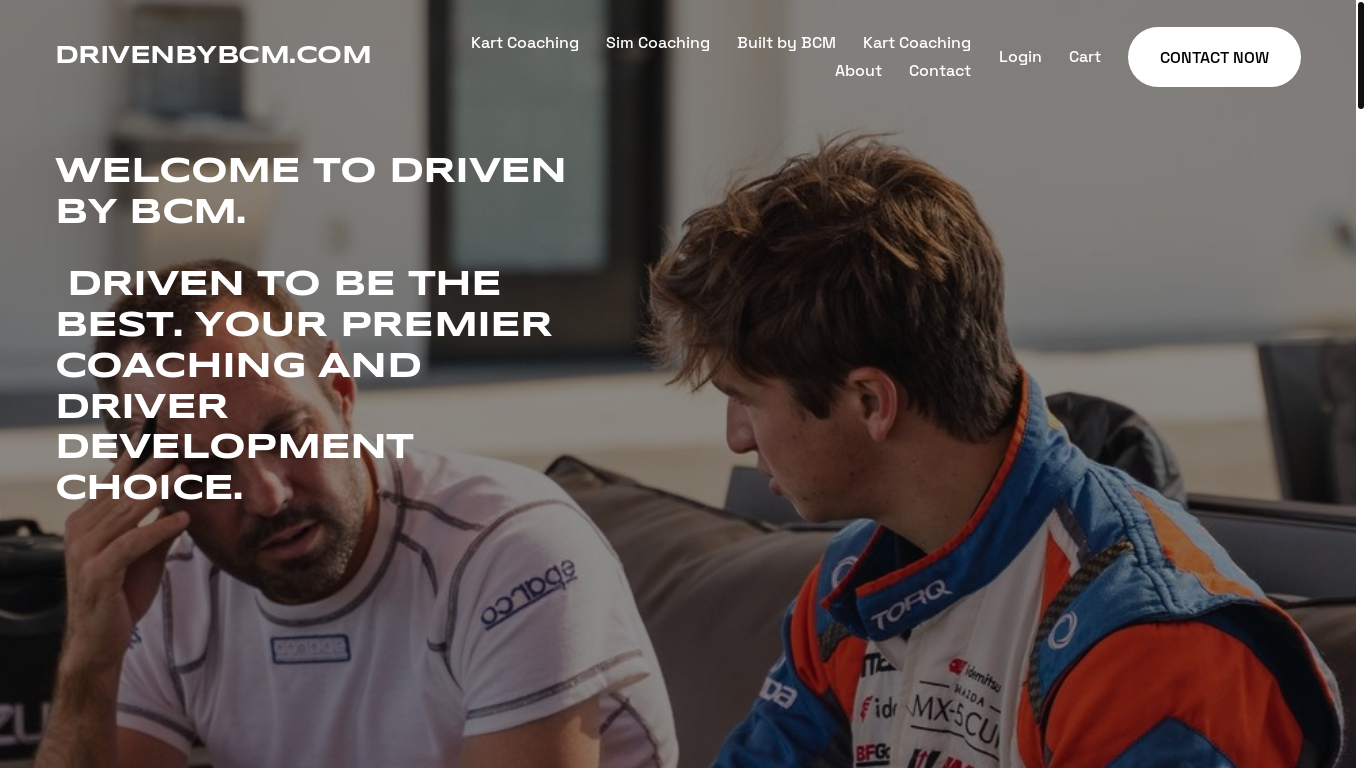website screenshot of https://drivenbybcm.com/