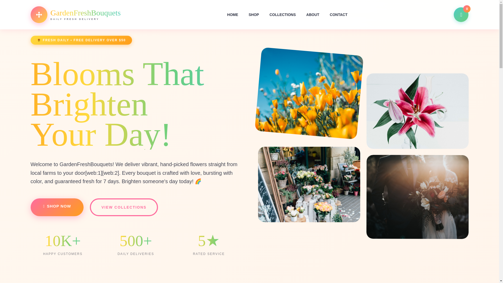 website screenshot of https://freshgardenbouquets.store/