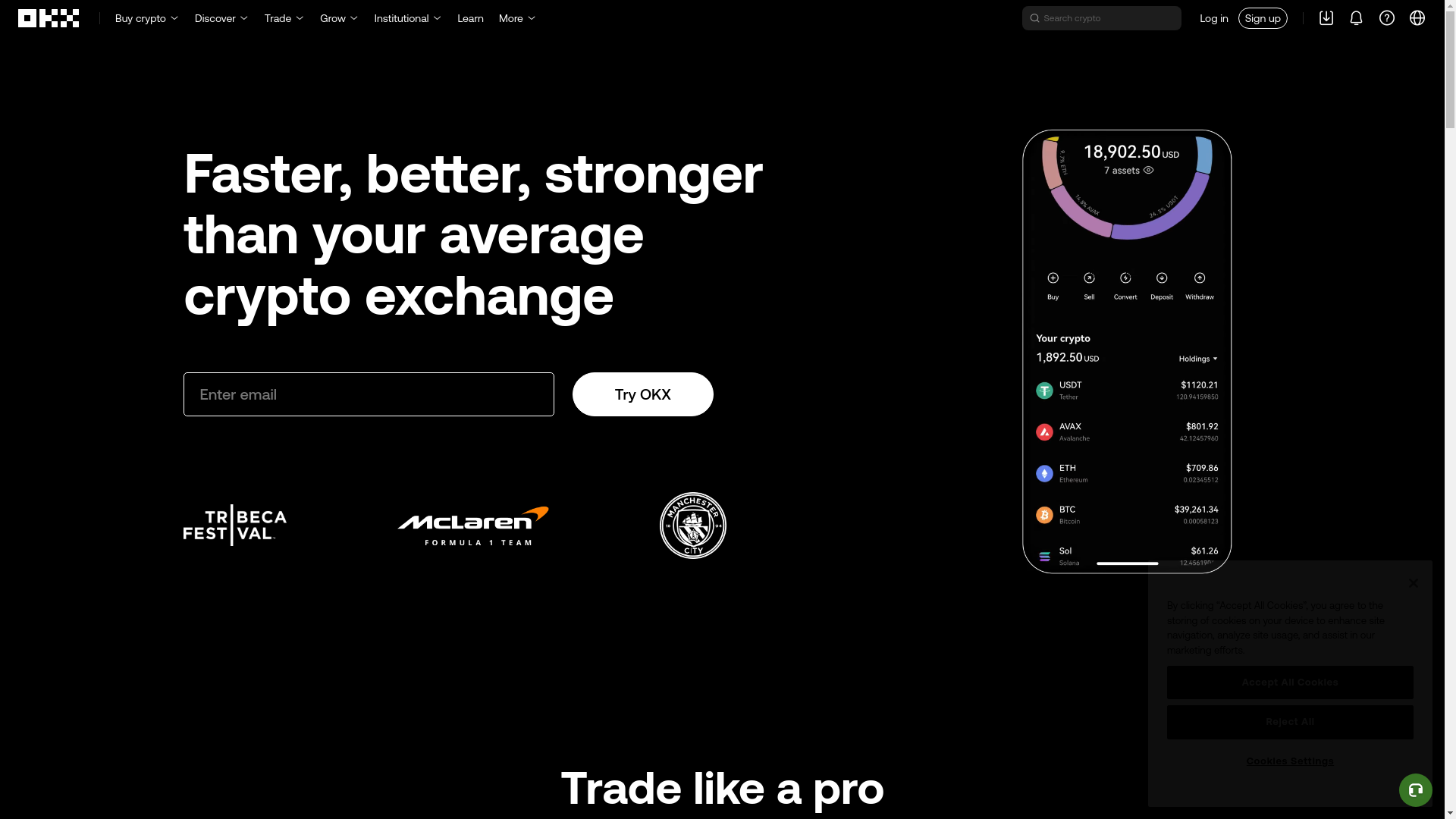 website screenshot of https://okx.ac