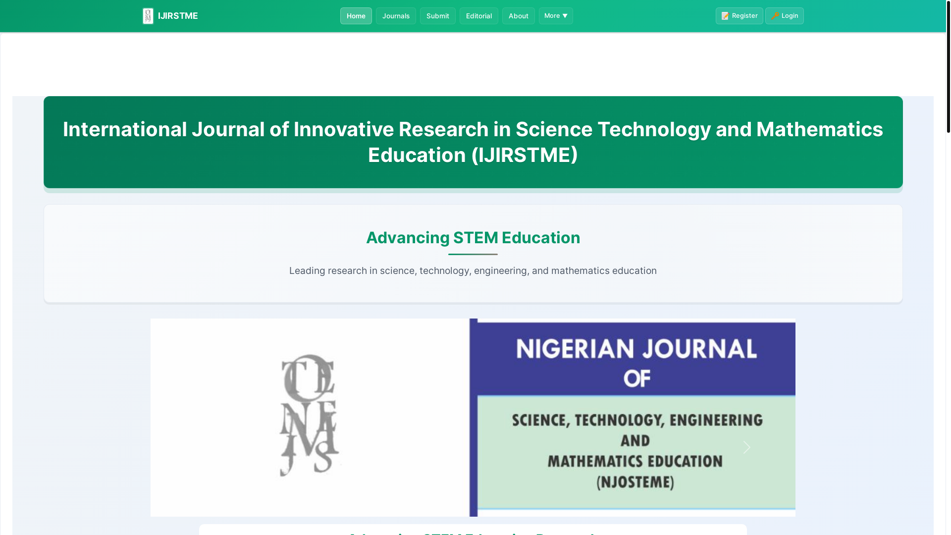 website screenshot of https://njostemejournal.com.ng/