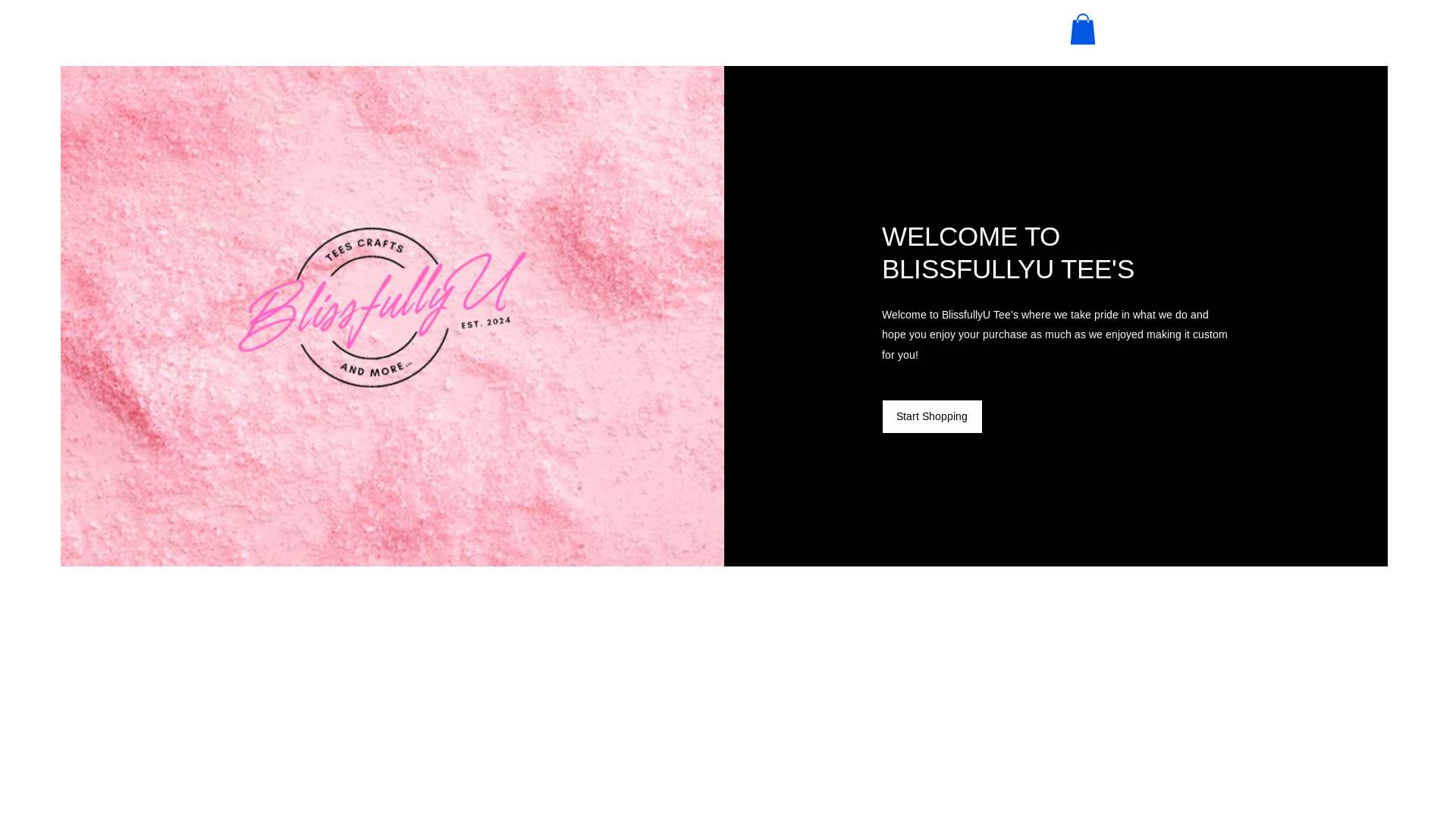 website screenshot of https://blissfullyutees.com/