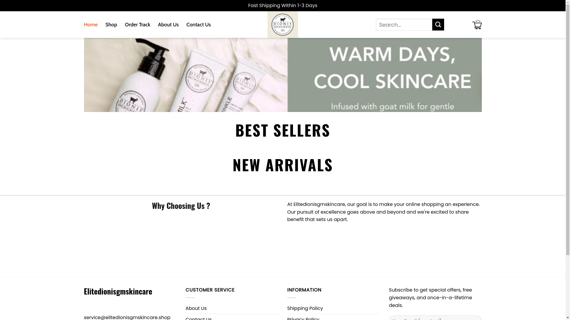 website screenshot of https://elitedionisgmskincare.shop/