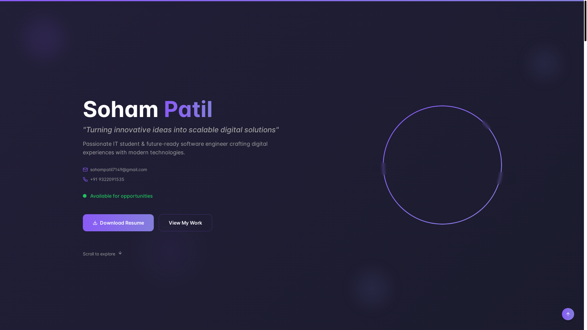 website screenshot of https://sohamypatil.com/