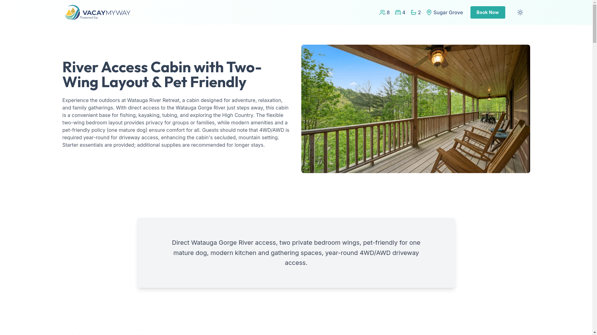 website screenshot of https://wataugariver.house/