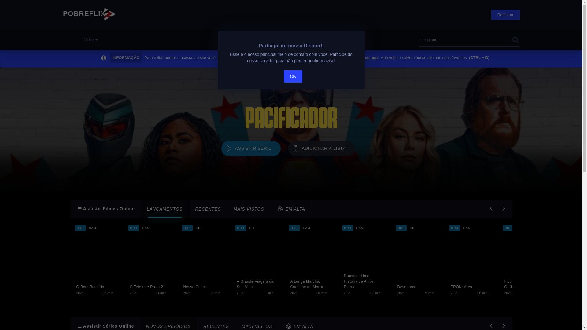 website screenshot of https://pobreflixtv.mba/