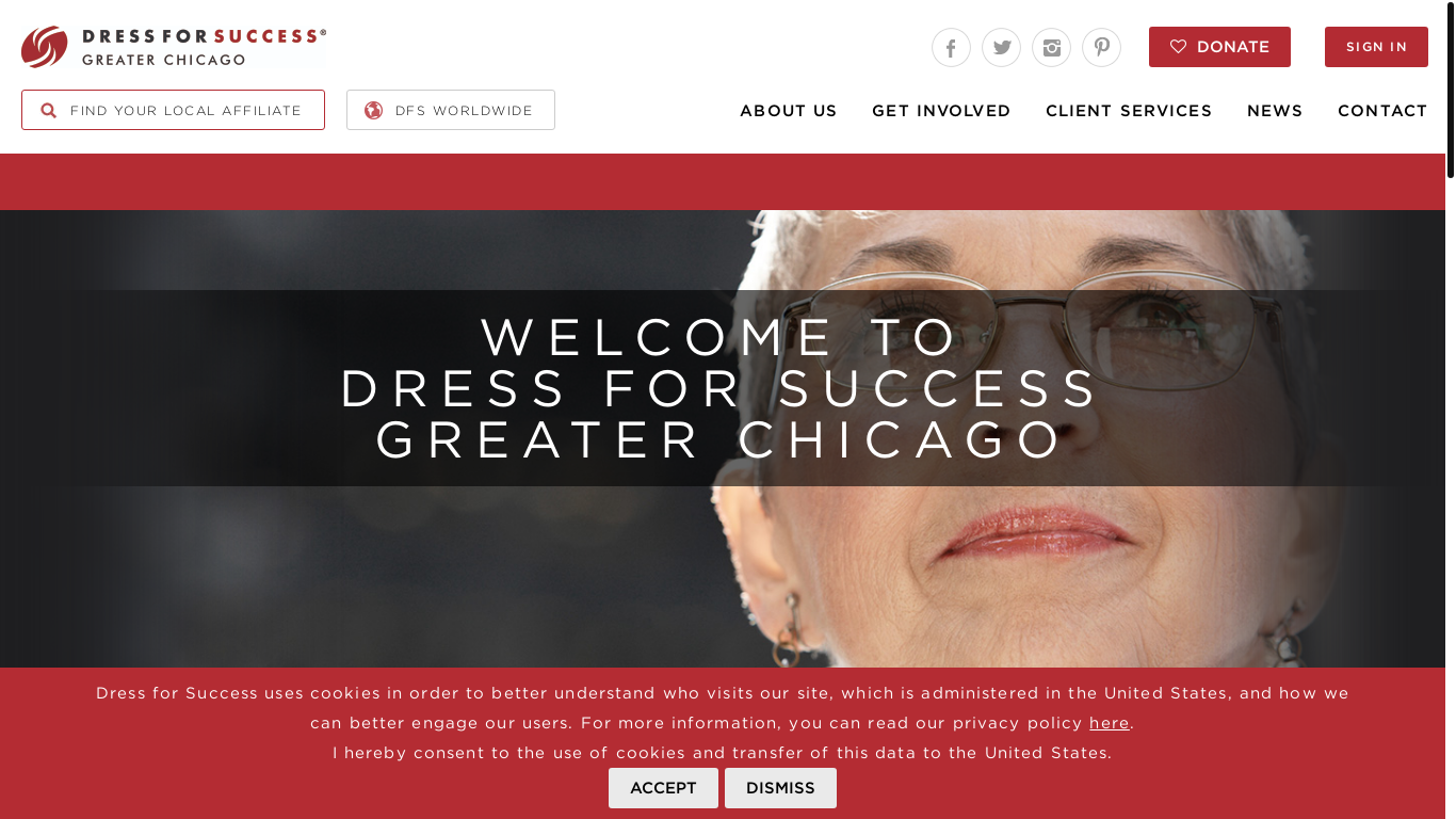 website screenshot of https://greaterchicago.dressforsuccess.org/