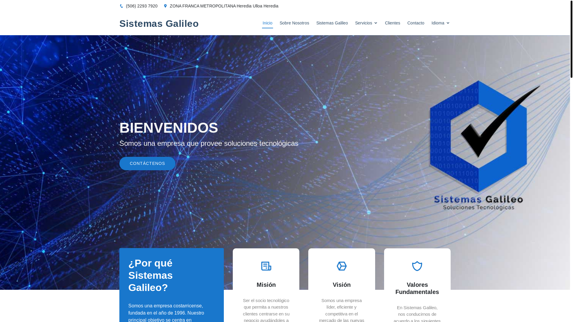 website screenshot of https://www.sistemasgalileo.net/