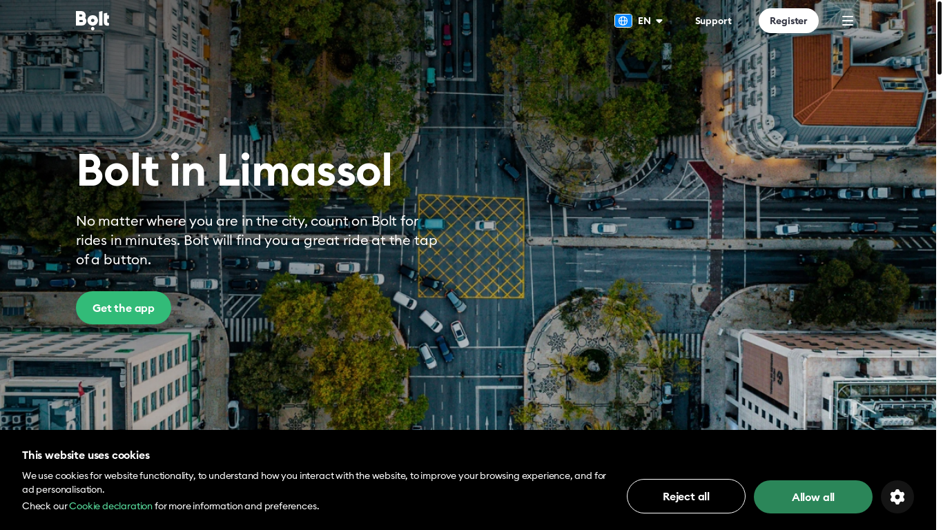 website screenshot of https://bolt.eu/en/cities/limassol/