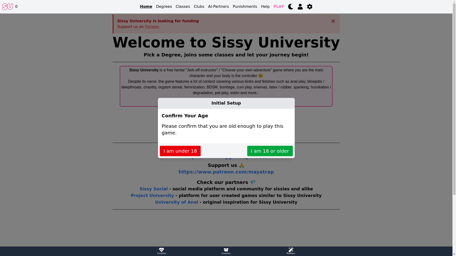website screenshot of https://sissy-university-beta.pages.dev/