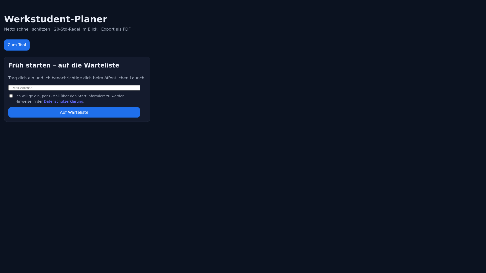 website screenshot of https://werkstudentplanner.pages.dev/