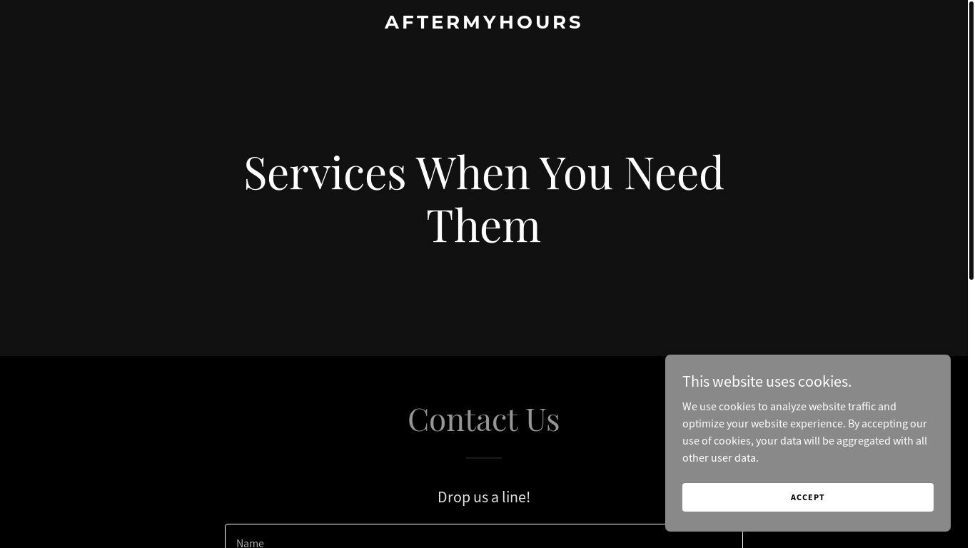 website screenshot of https://aftermyhours.com/
