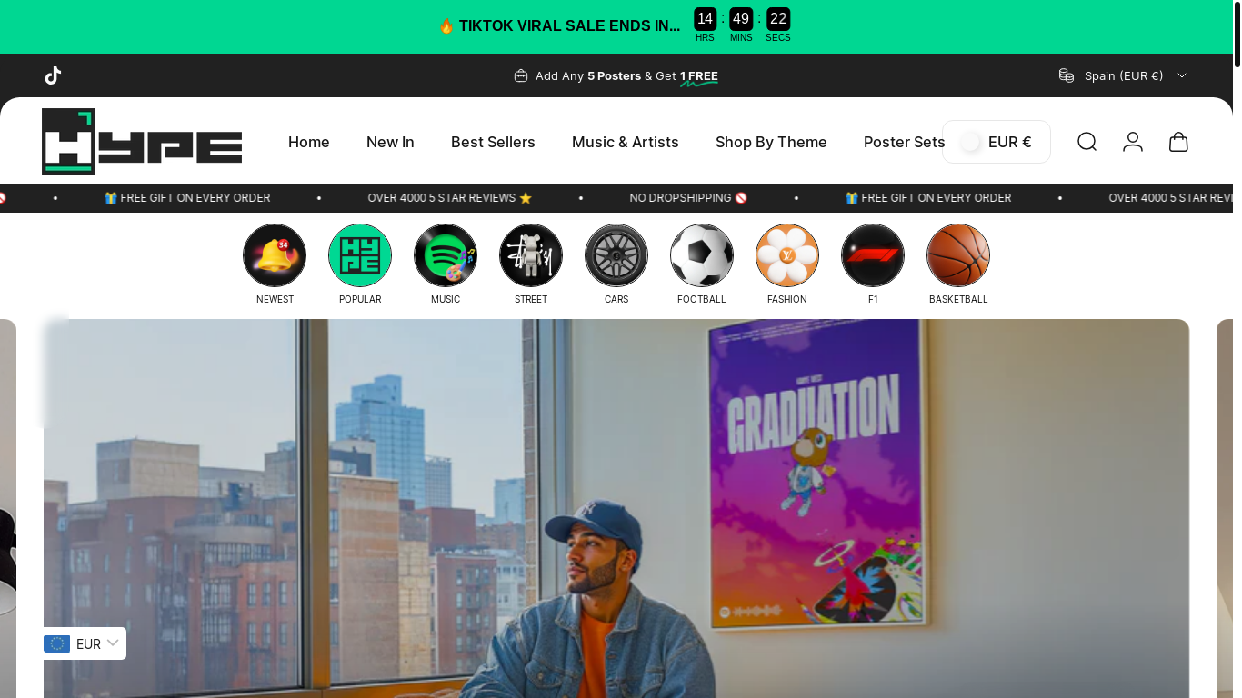 website screenshot of https://hypeposters.com/