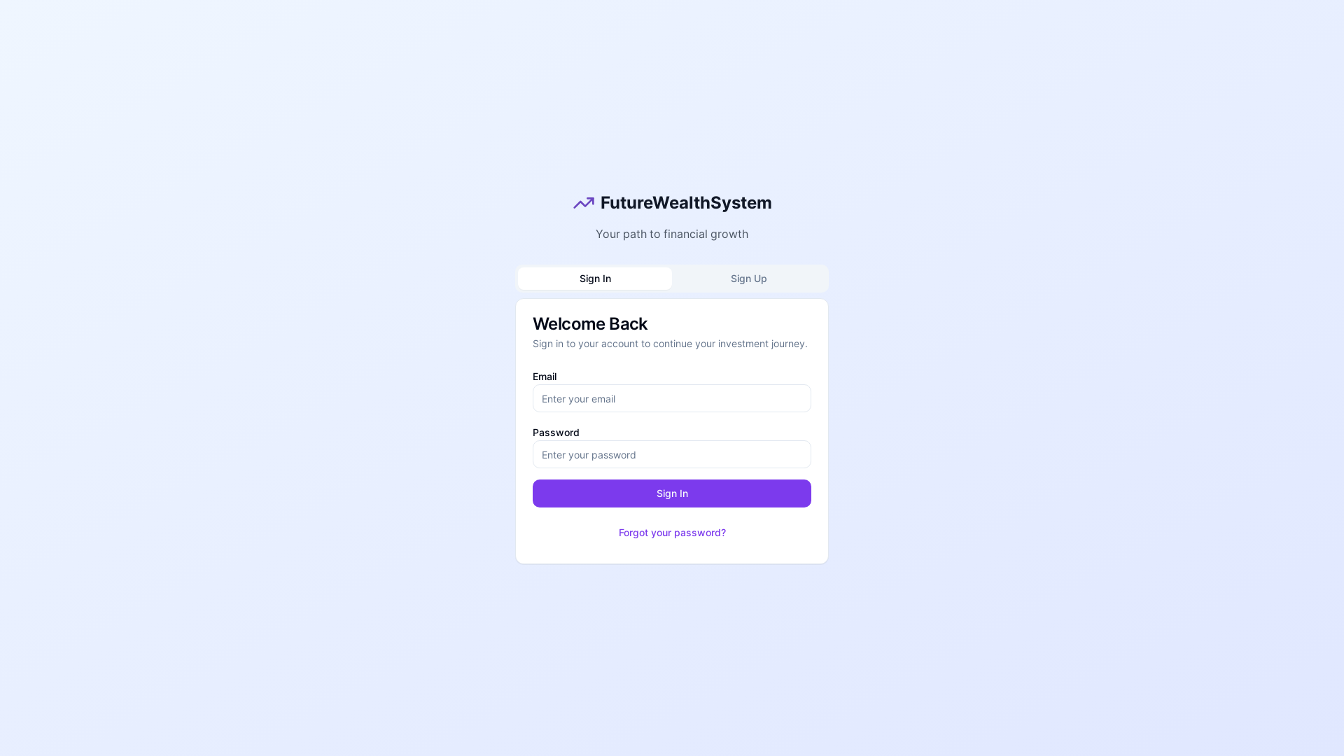website screenshot of https://futurewealthsystems.in/