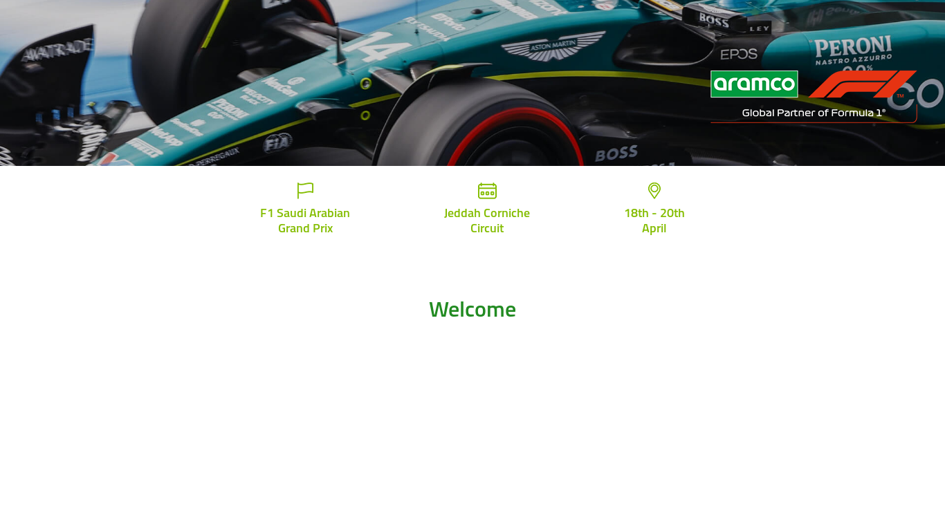website screenshot of https://rsvp@aramcof1events.com/