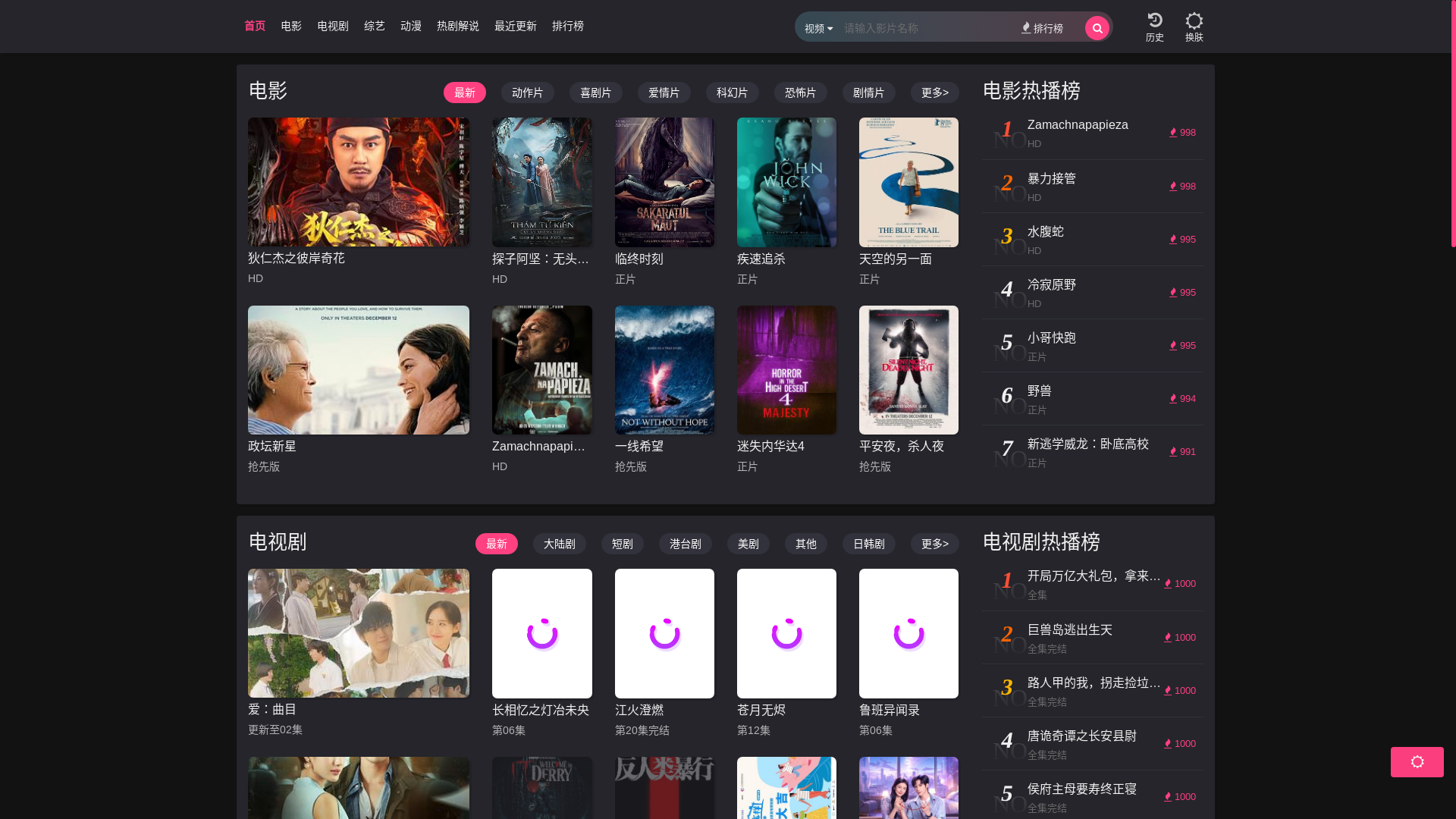 website screenshot of https://zbhsv.cc/