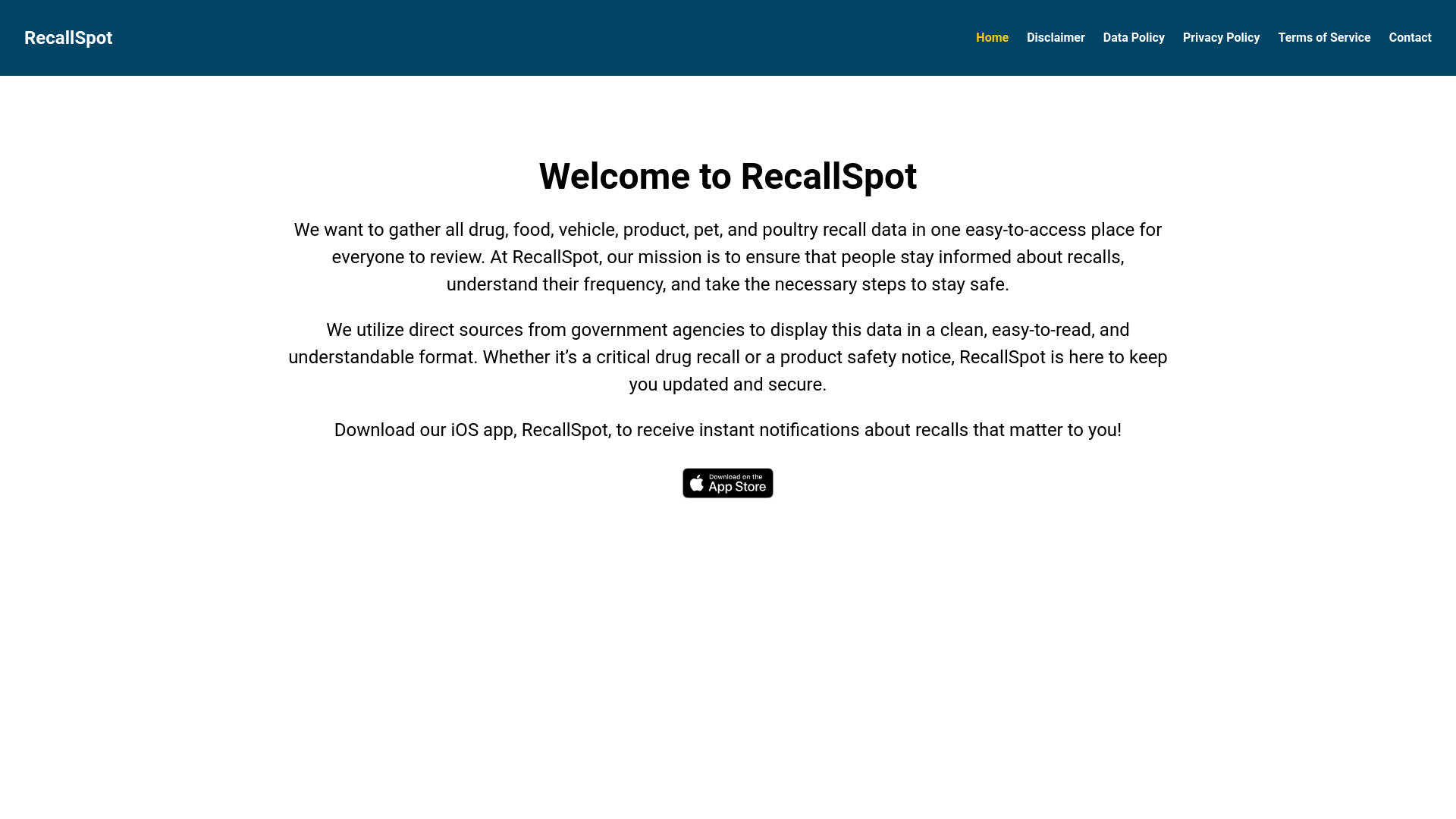 website screenshot of https://recallspot-frontend.pages.dev/