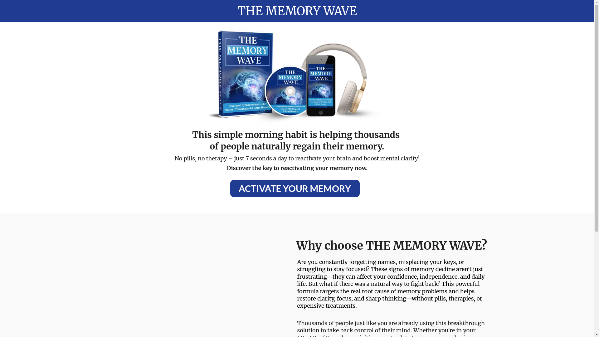 website screenshot of https://memorywave-original.online/