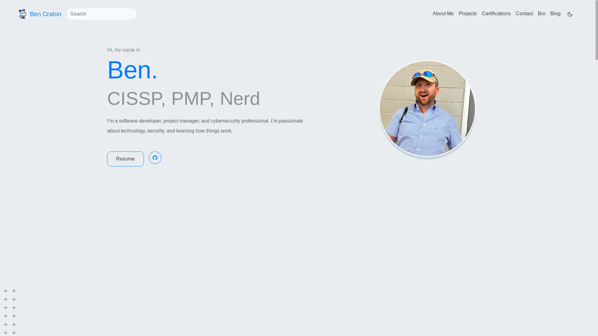 website screenshot of https://bcraton-personal-site.pages.dev/