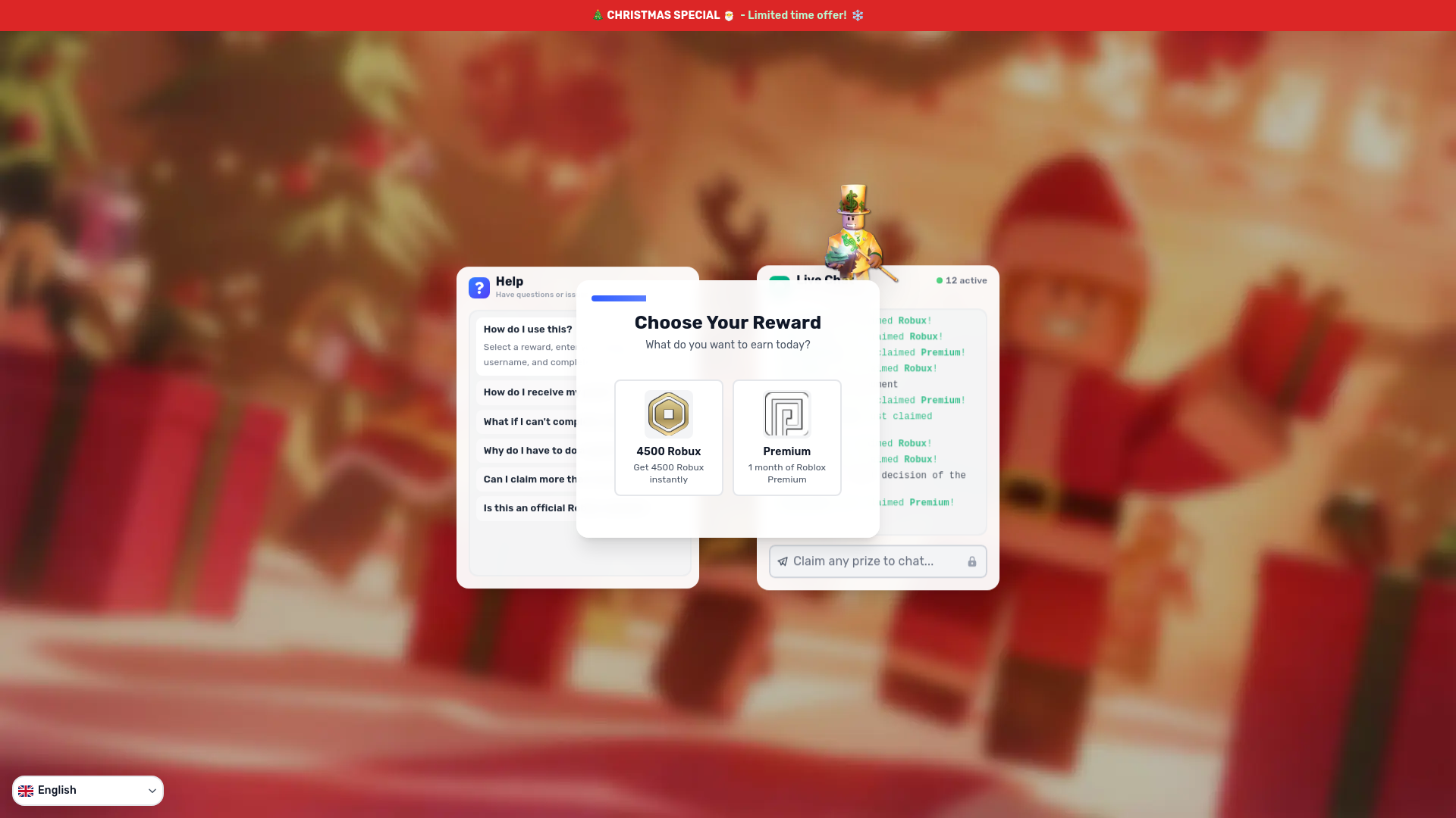 website screenshot of https://blox-prizes.net/