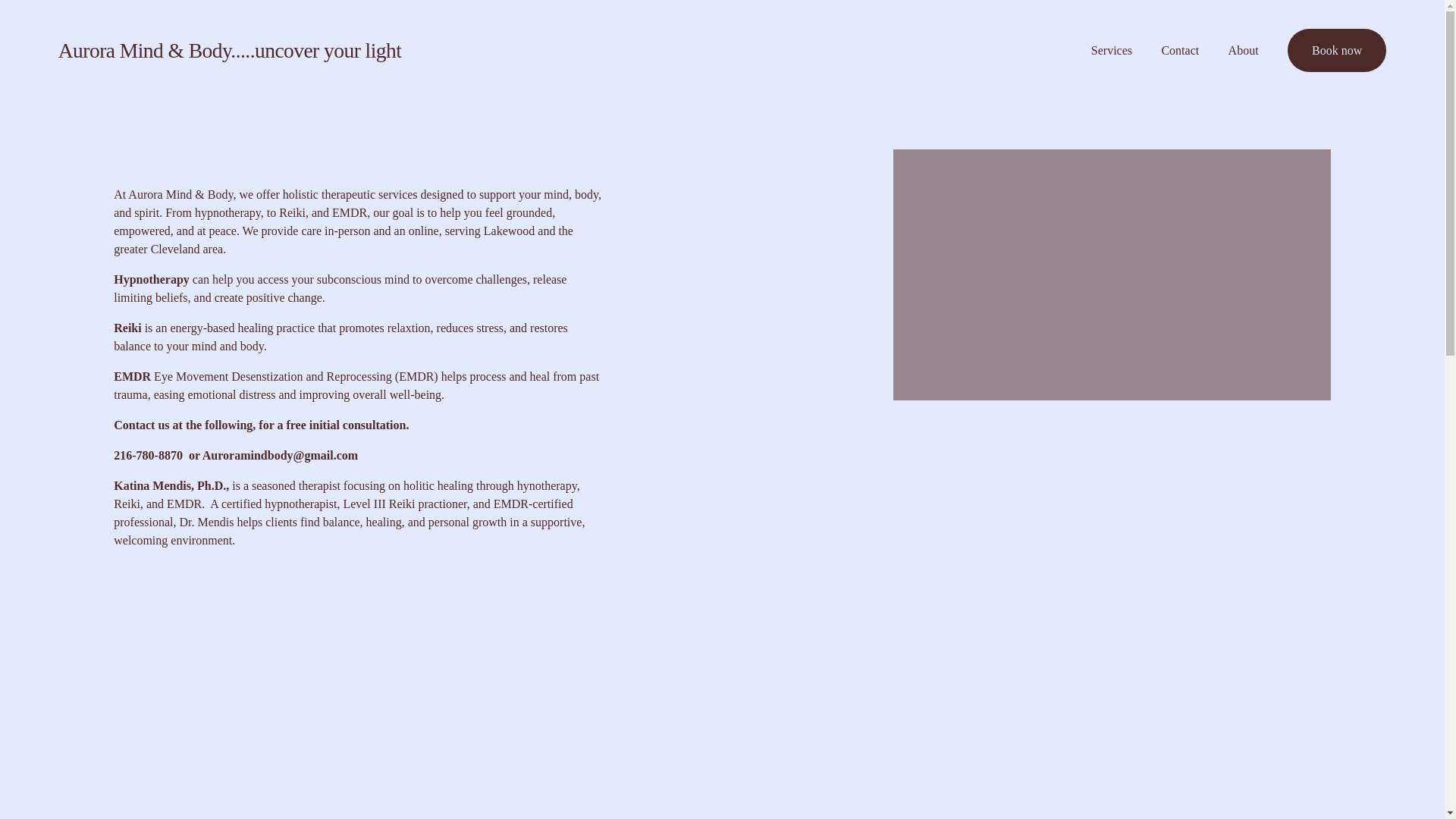 website screenshot of https://auroramindbodykm.com/