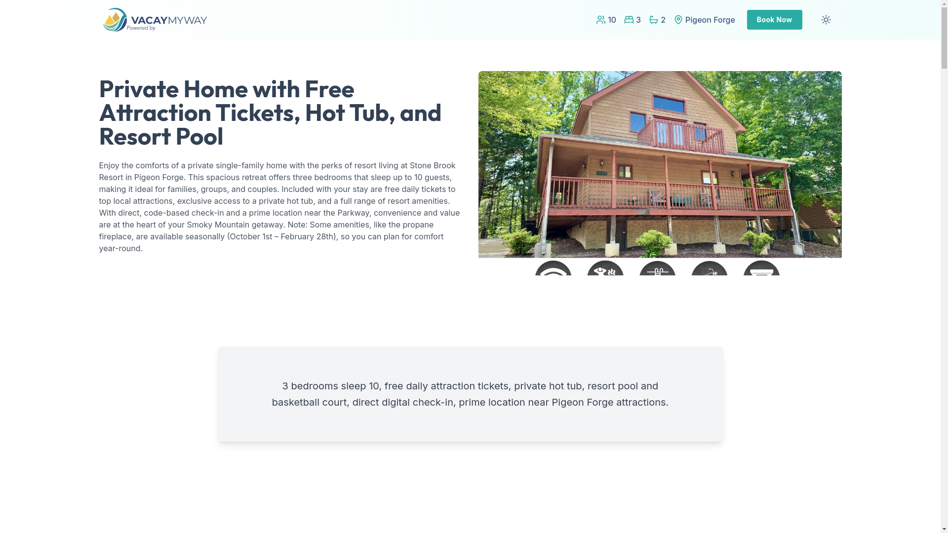 website screenshot of https://delightbrook.vacations/