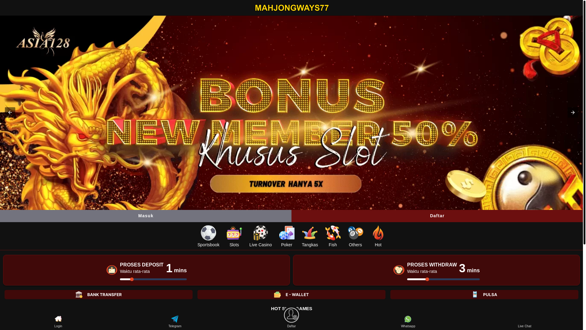 website screenshot of https://mahjongways77.com/