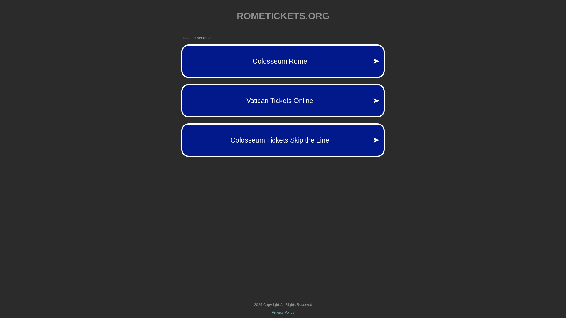 website screenshot of https://rometickets.org/