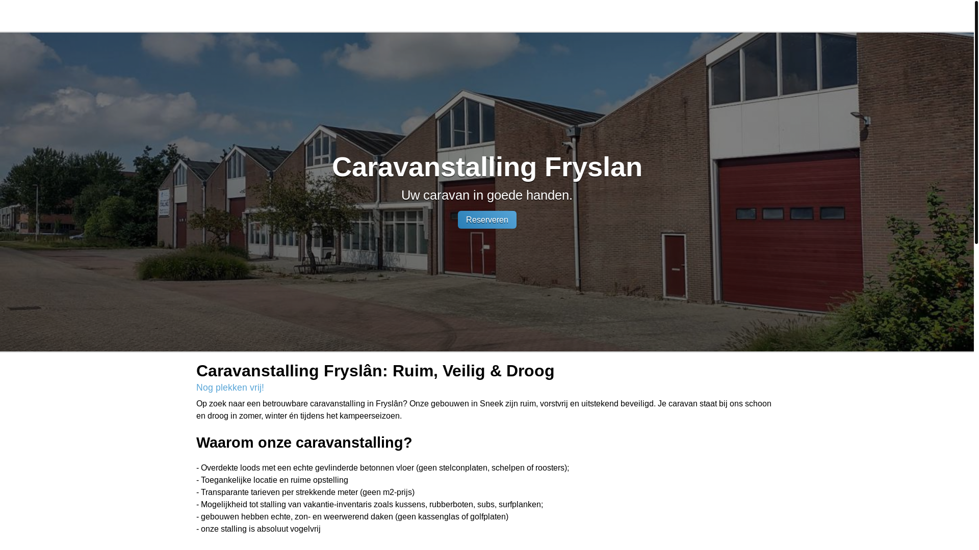 website screenshot of https://caravanstallingfryslan.nl/