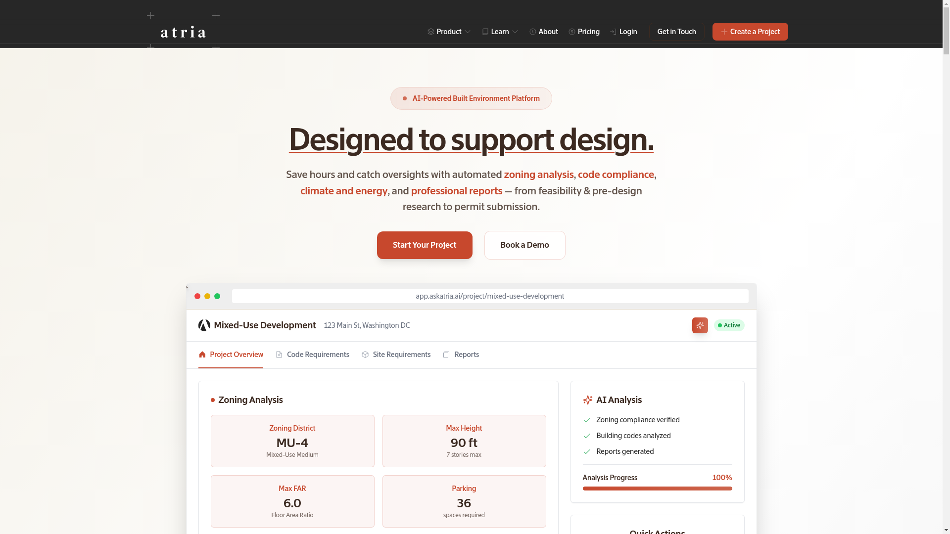 website screenshot of https://atriaforarchitecture.com/