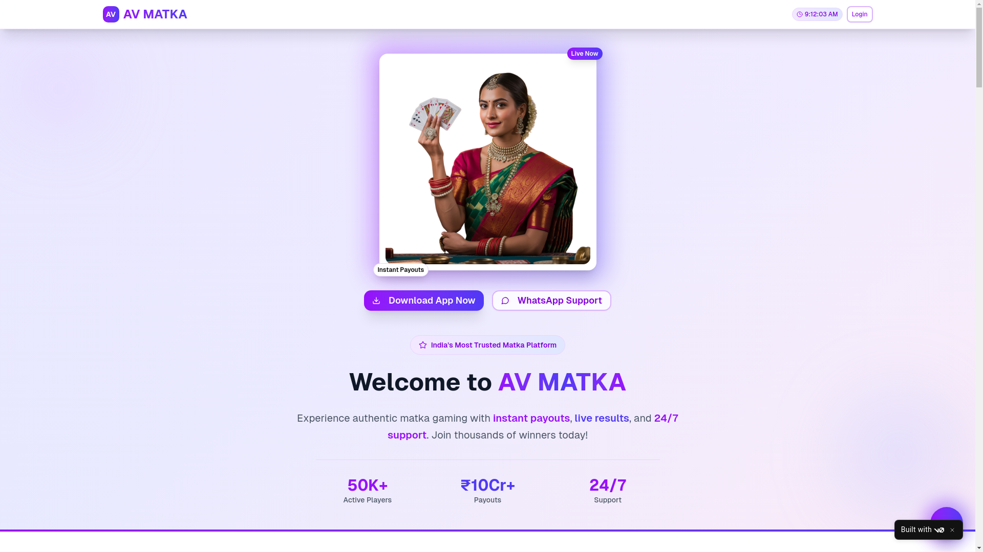 website screenshot of https://avmatka.digital/