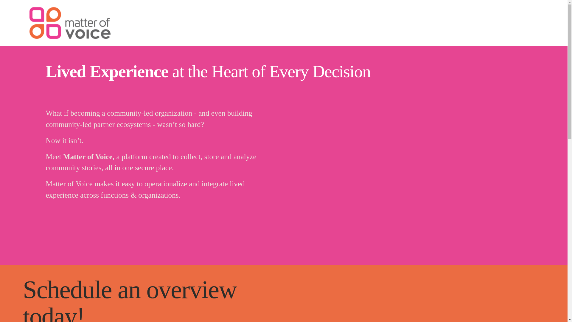 website screenshot of https://onmatterofvoice.co/