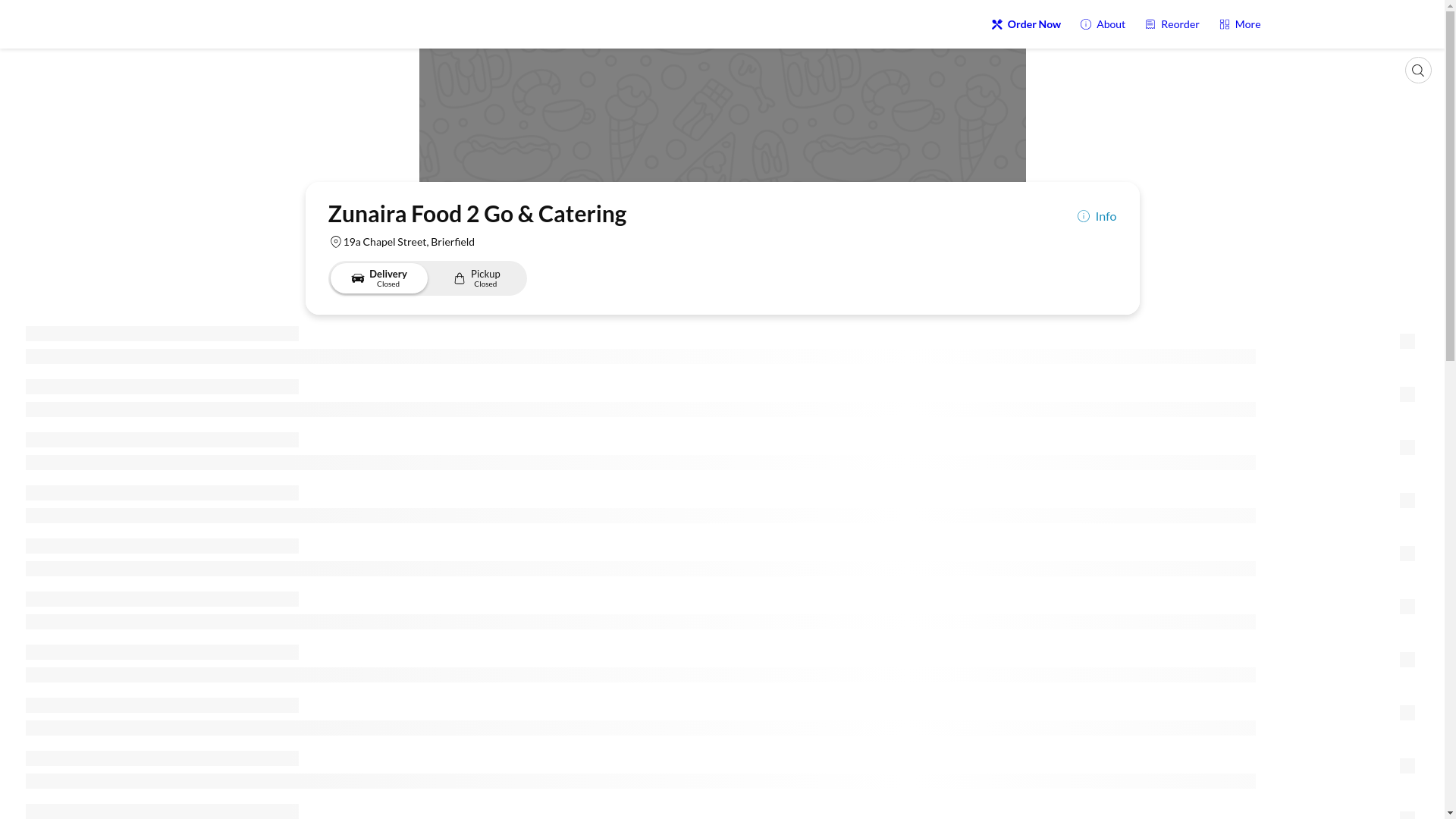 website screenshot of https://zunairafood2go.co.uk/