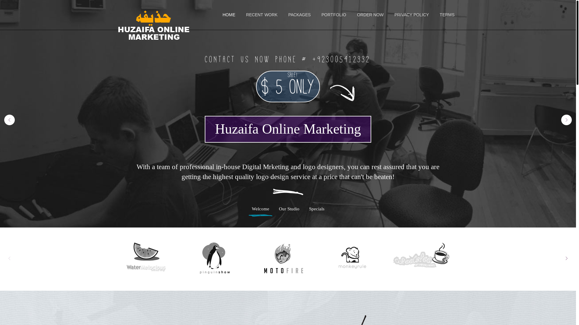 website screenshot of https://huzaifaonlinemarketing.com/