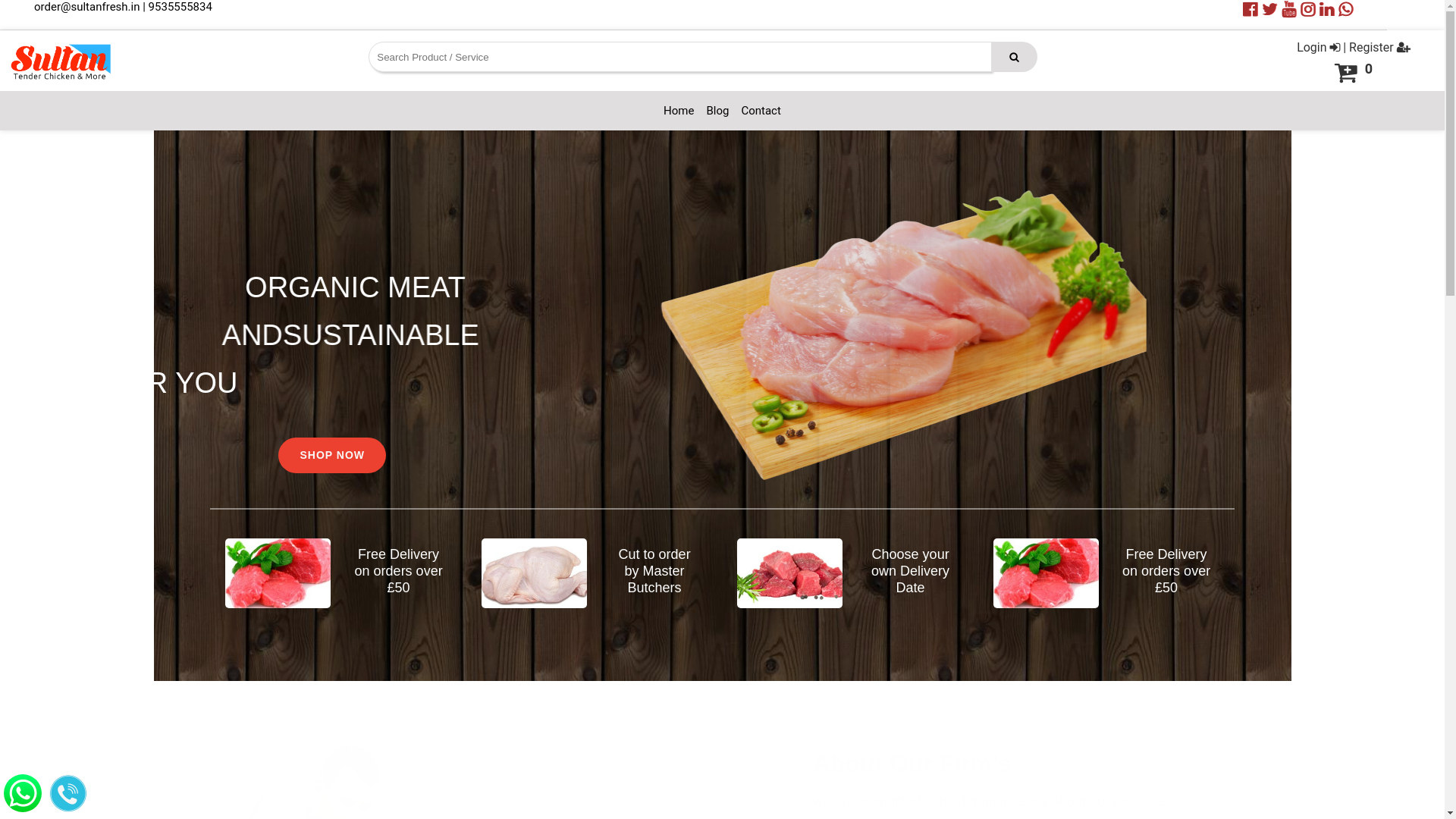 website screenshot of https://sultanfresh.in/
