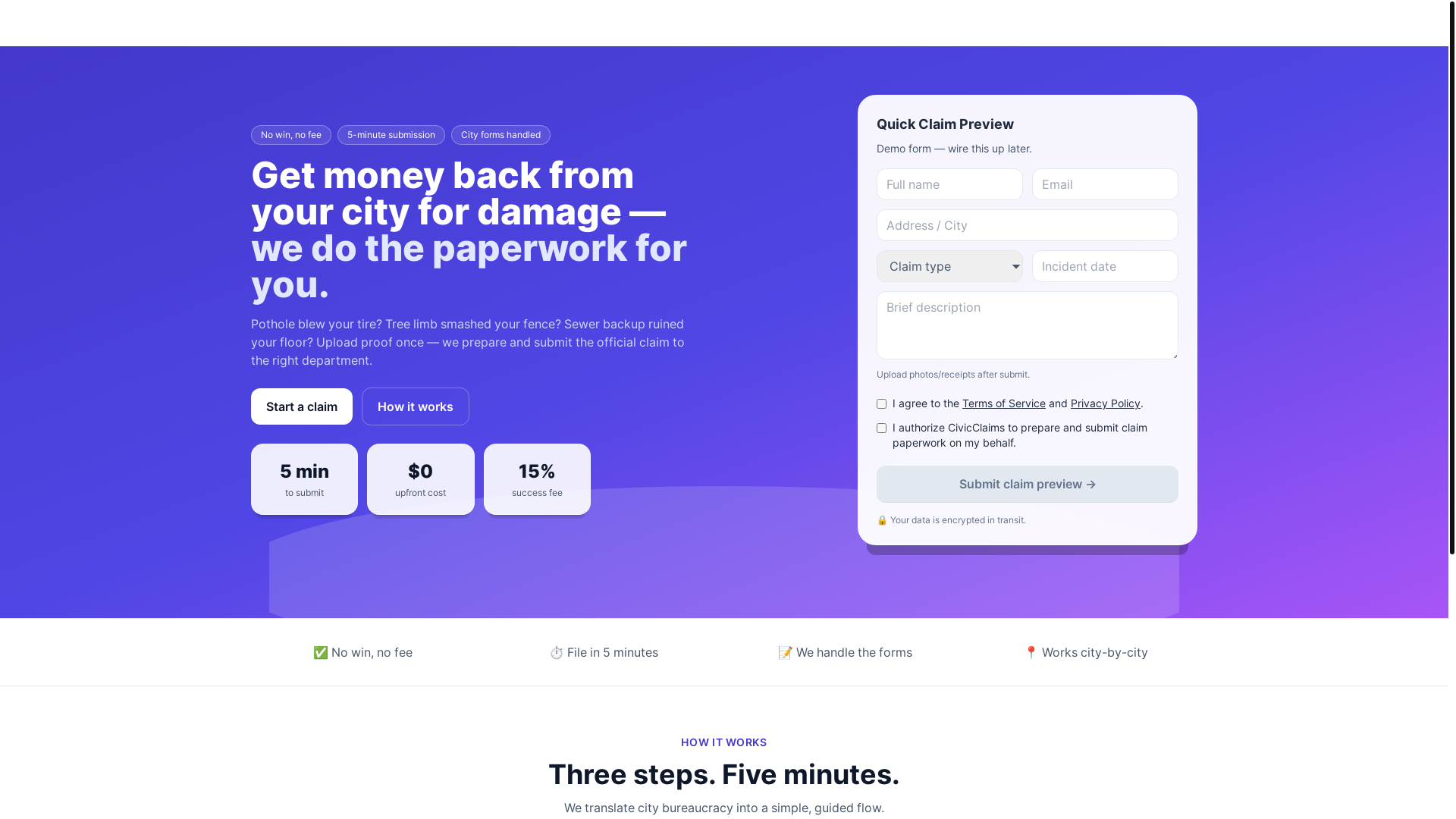 website screenshot of https://cityclaim.pages.dev/