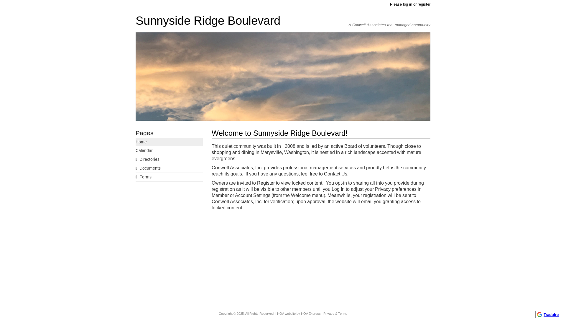 website screenshot of https://sunnysideridgehoa.com/