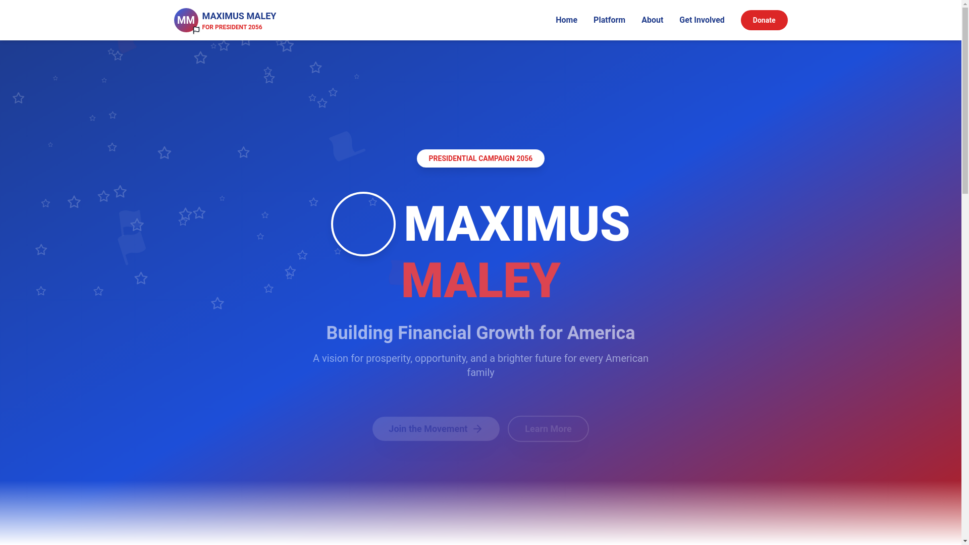 website screenshot of https://maximusmaley.com/