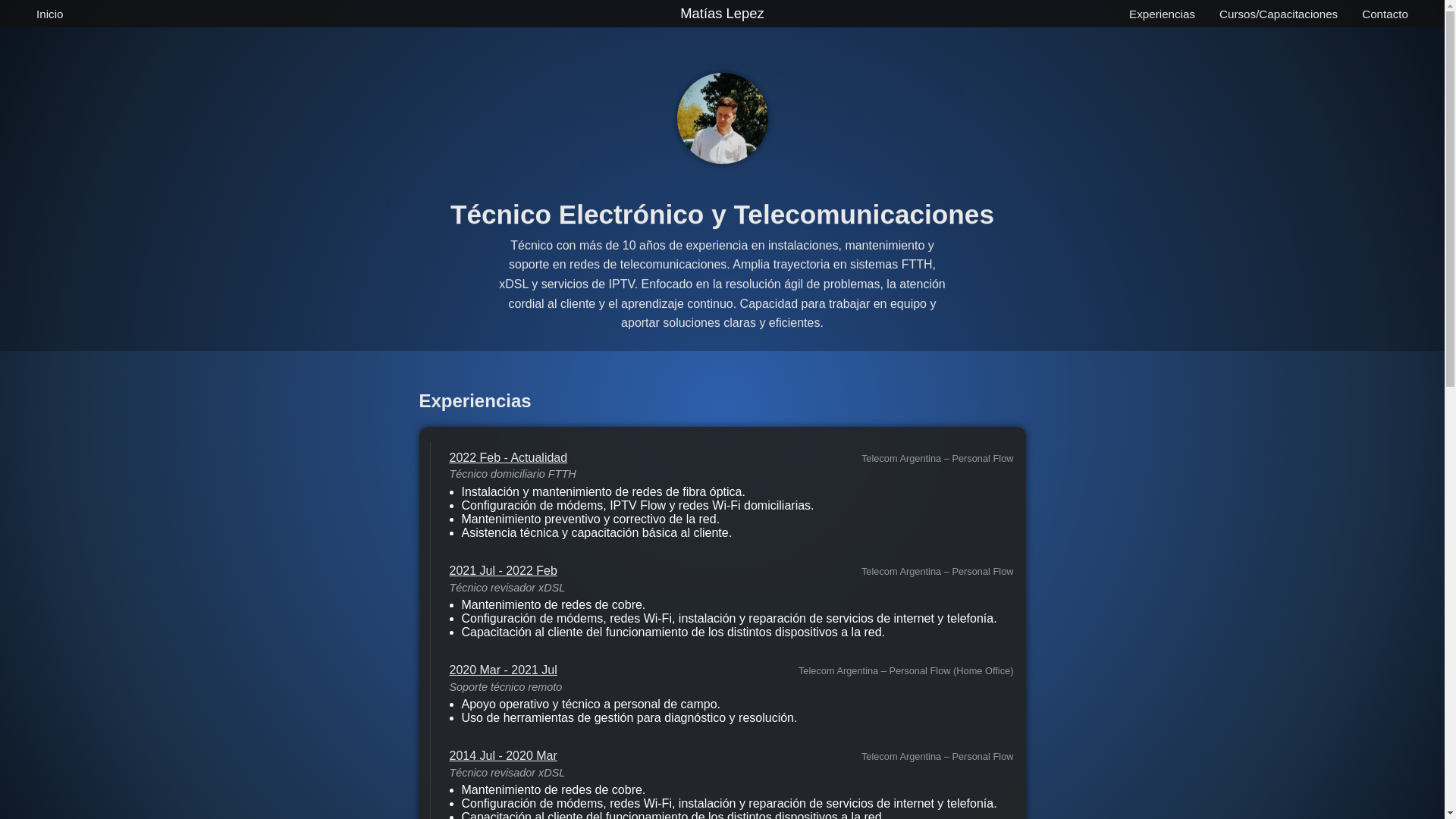 website screenshot of https://matiaslepez.com/