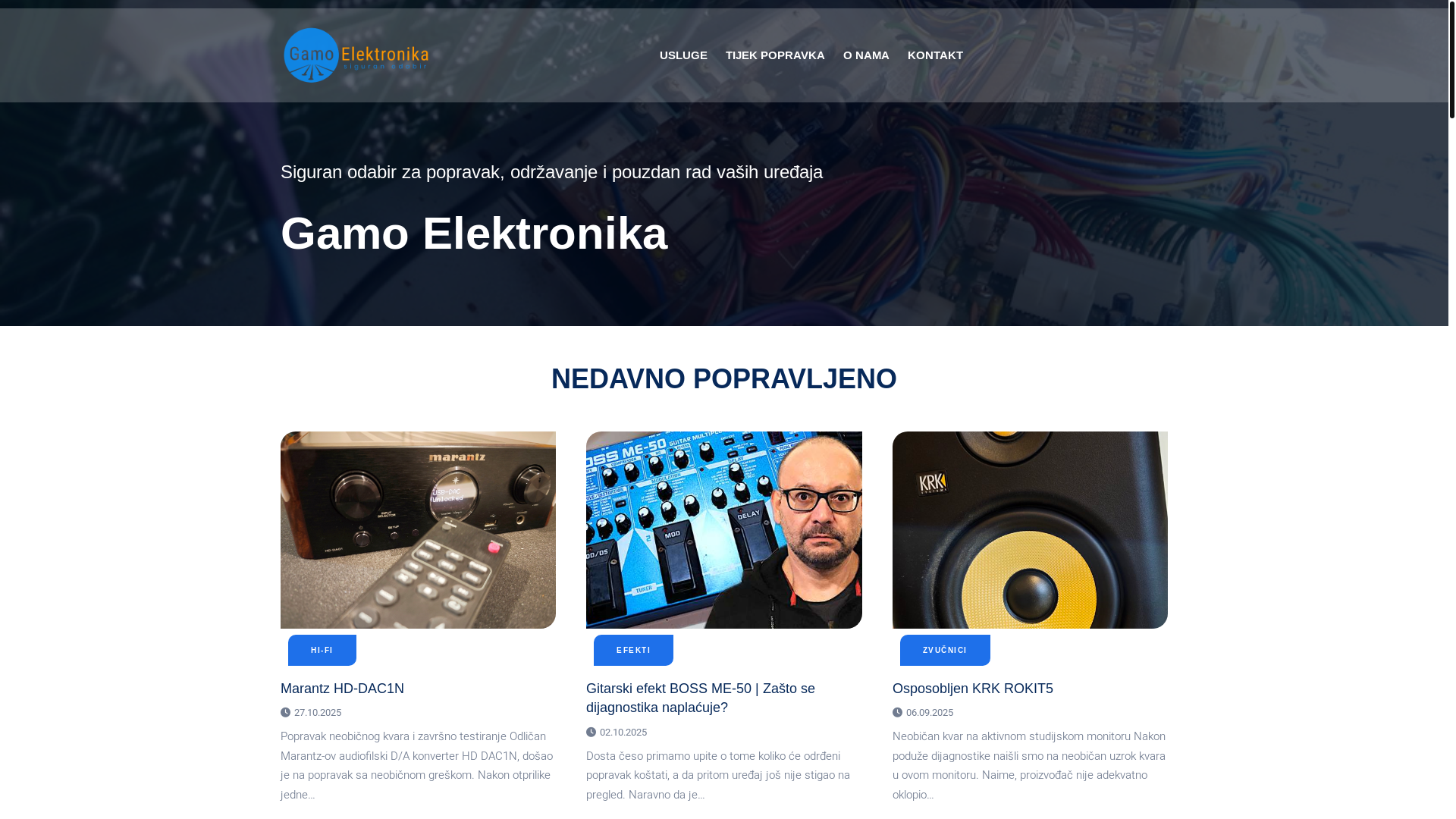 website screenshot of https://gamoelektronika.hr/
