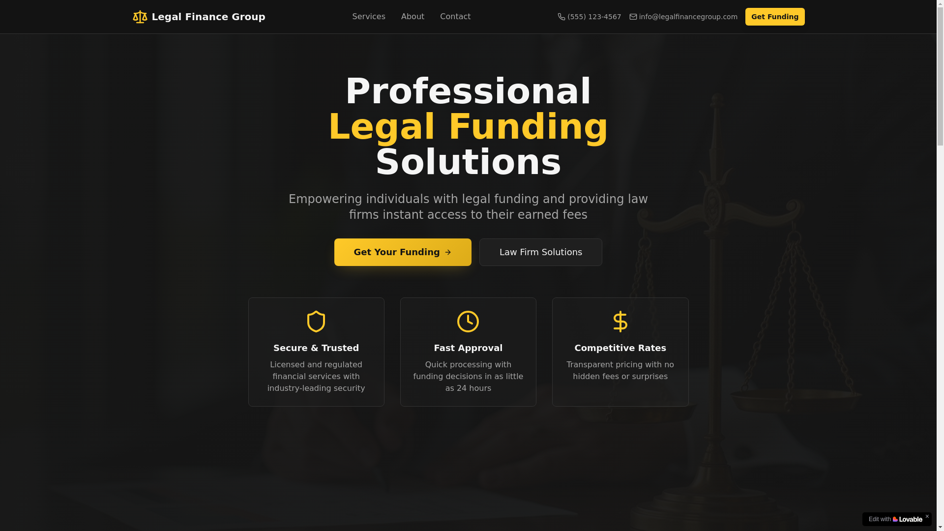 website screenshot of https://legalfinancegroup.com.au/