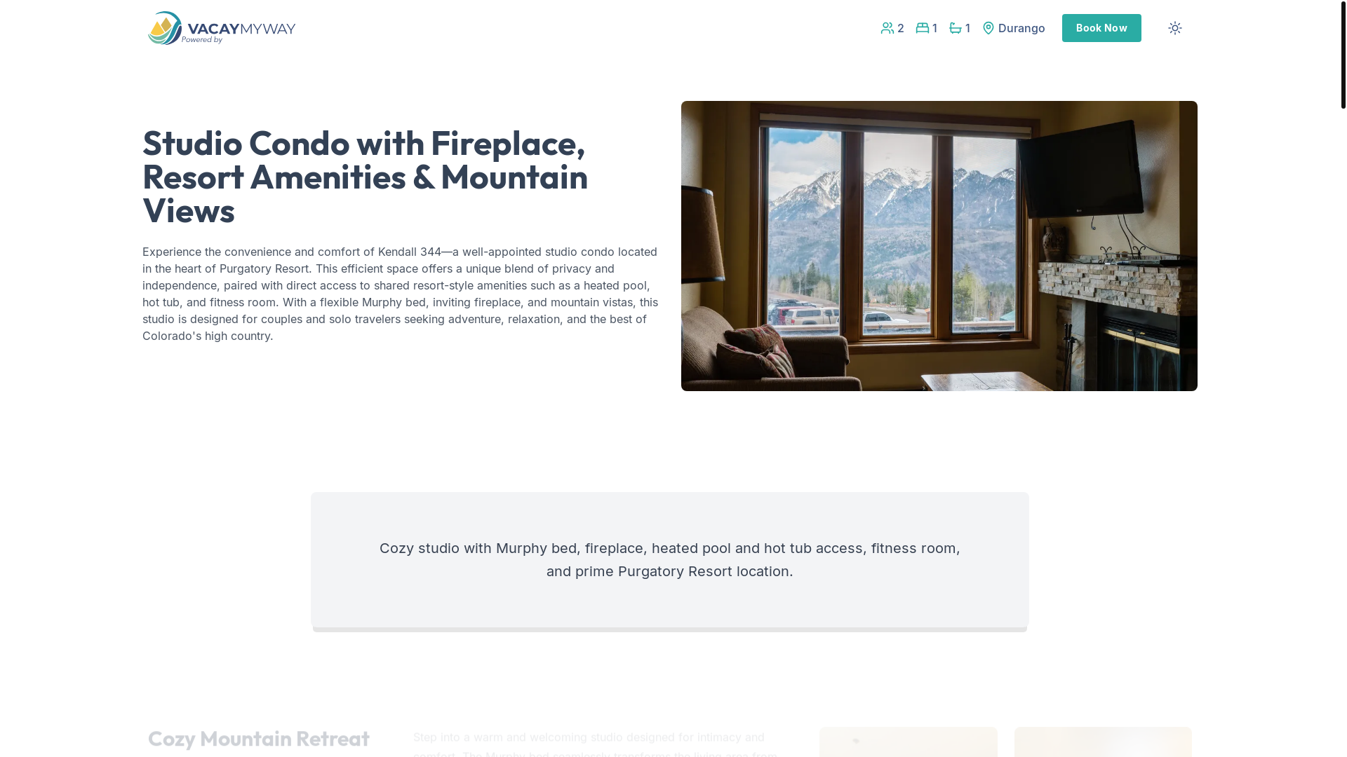 website screenshot of https://serenedurango.holiday/