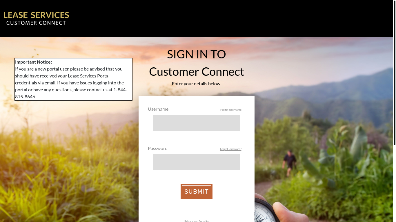 website screenshot of https://www.leaseservices.com/index.php