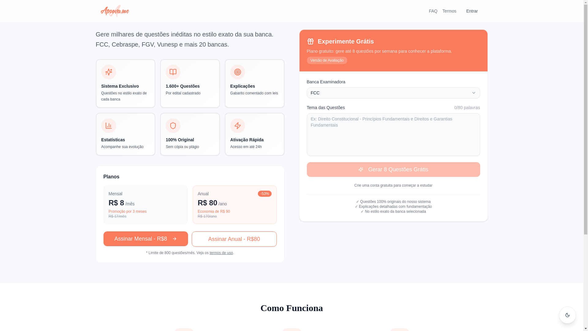 website screenshot of https://aprova-me.com.br/