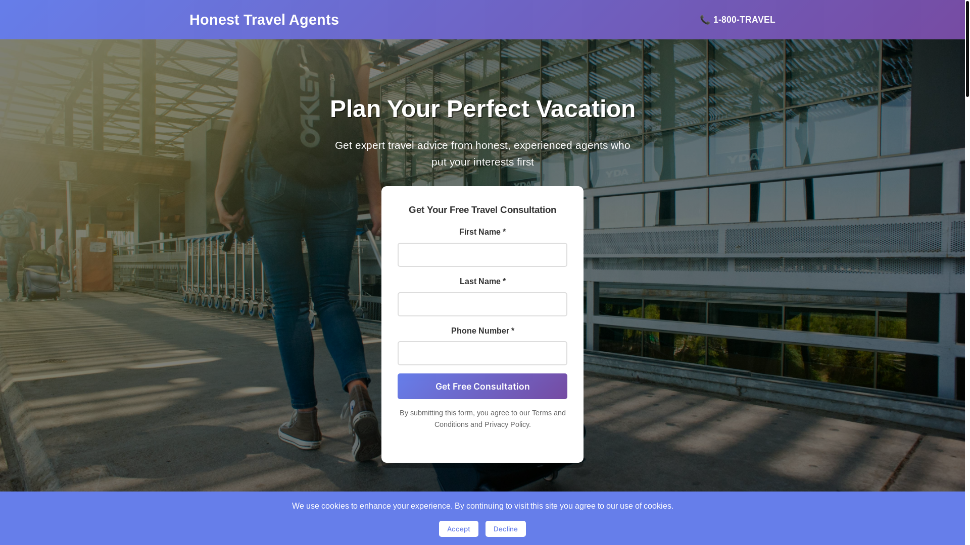 website screenshot of https://honesttravelagents.xyz/